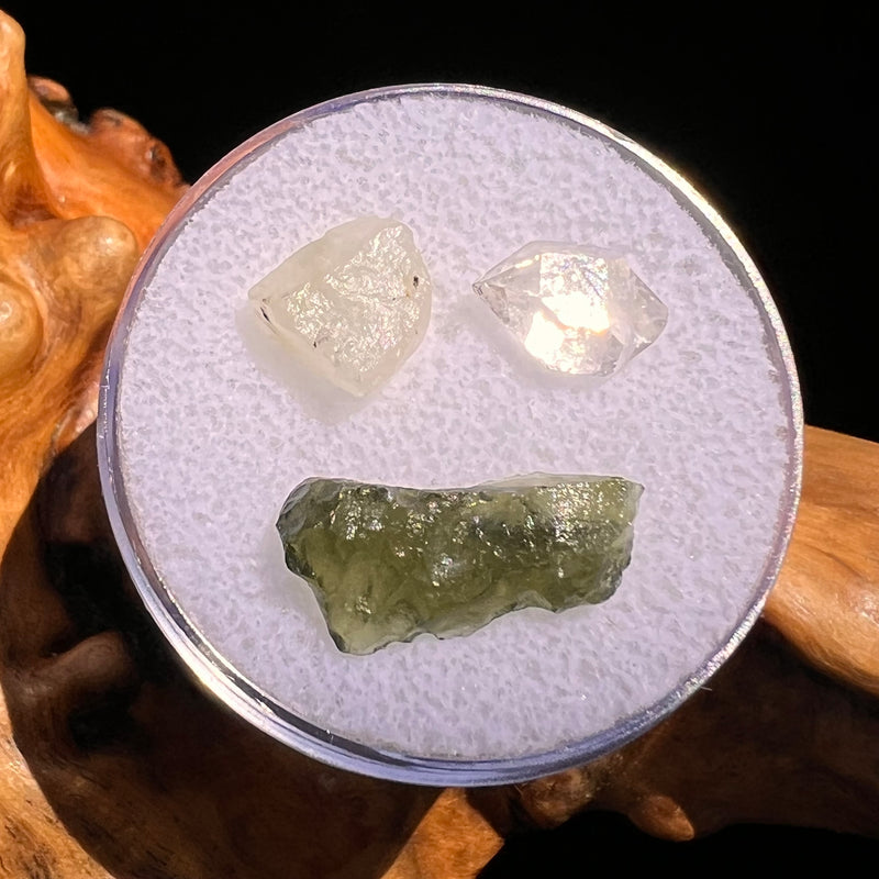 Moldavite, Phenakite, & Herkimer Diamond #84-Moldavite Life