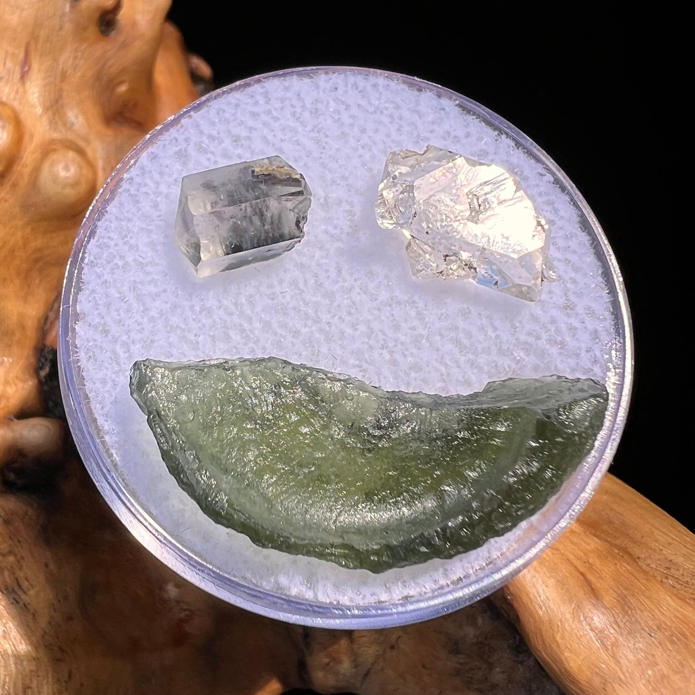 Moldavite, Phenakite, & Herkimer Diamond #85-Moldavite Life