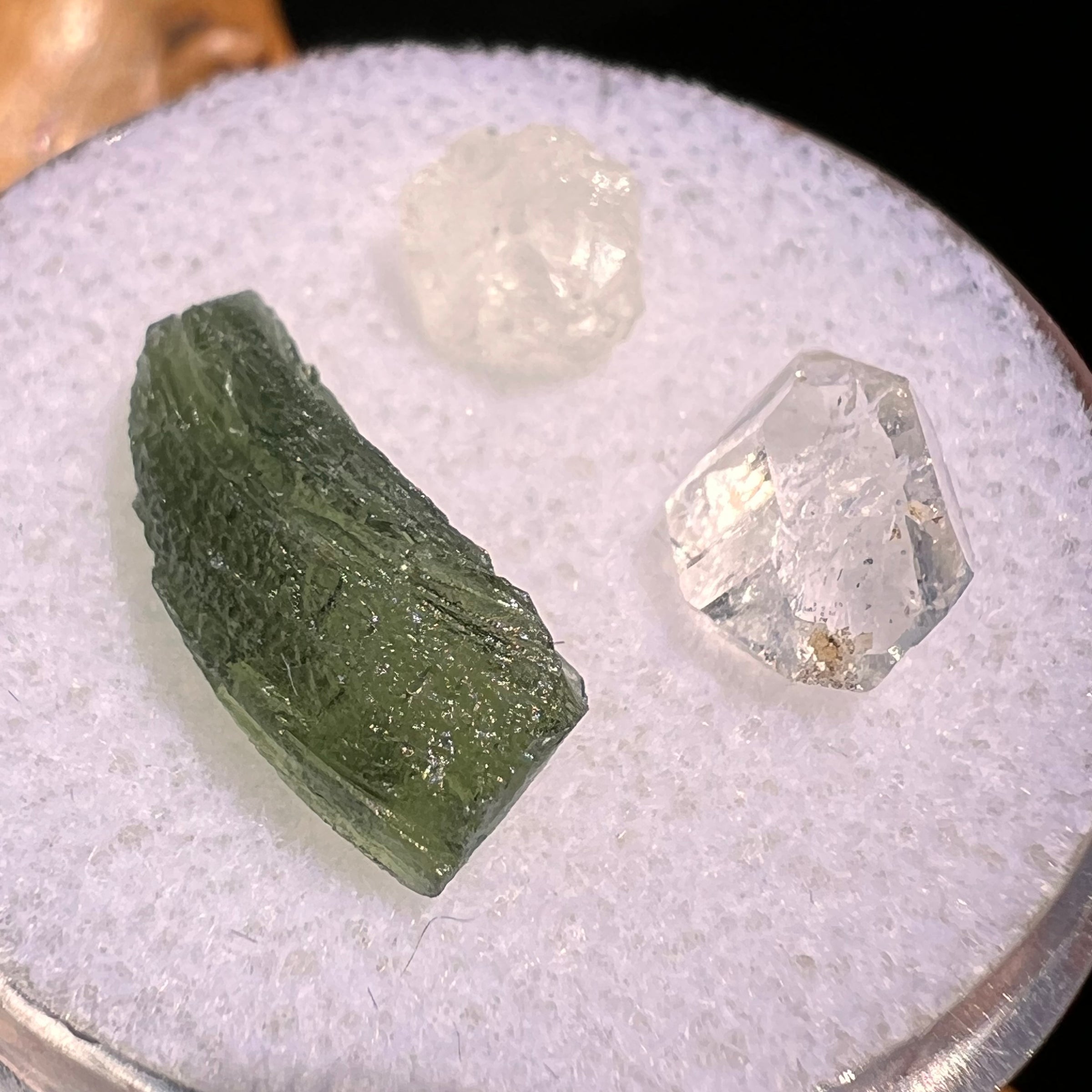 Moldavite, Phenakite, & Herkimer Diamond #86-Moldavite Life