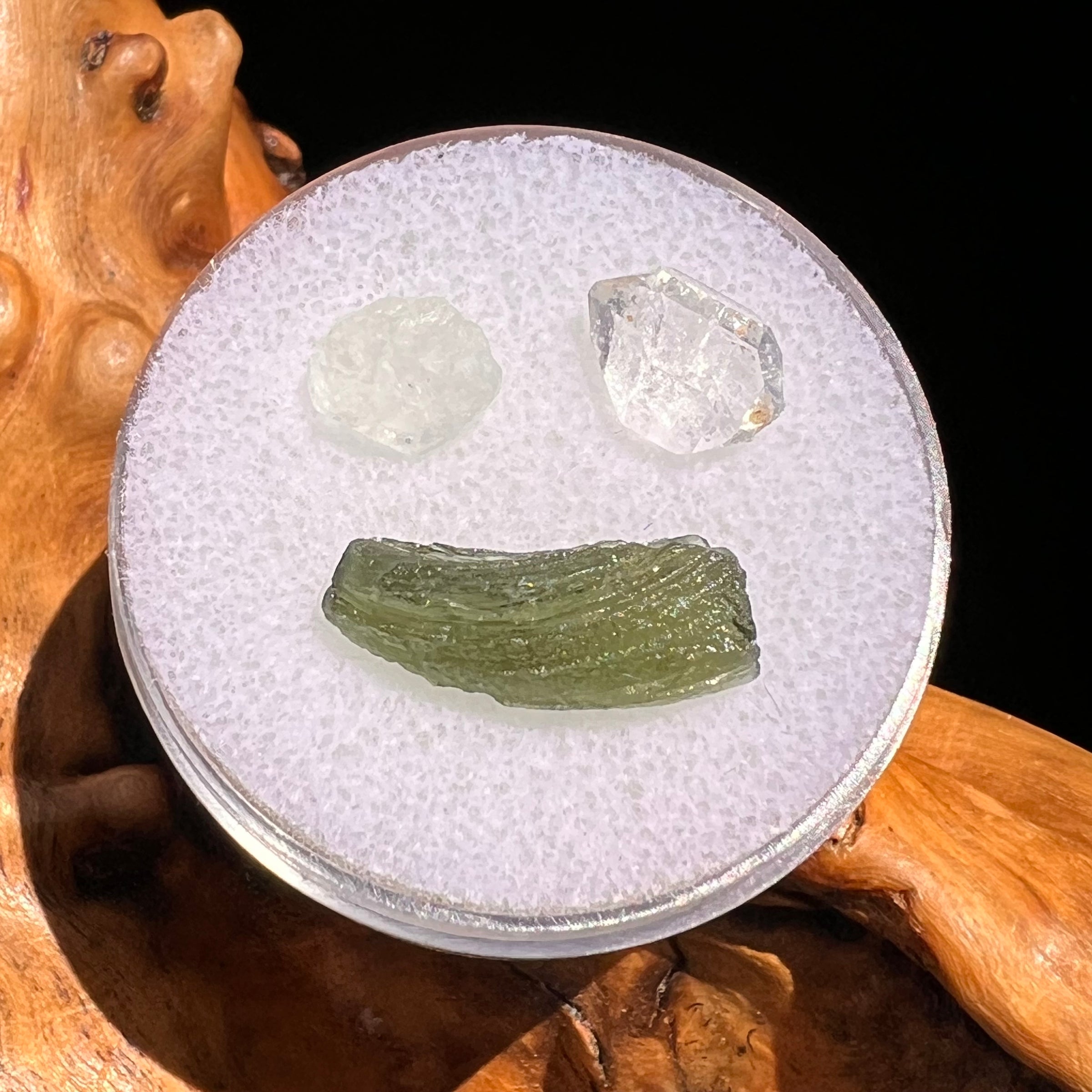 Moldavite, Phenakite, & Herkimer Diamond #86-Moldavite Life