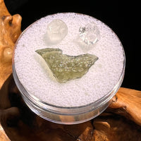 Moldavite, Phenakite, & Herkimer Diamond #87-Moldavite Life