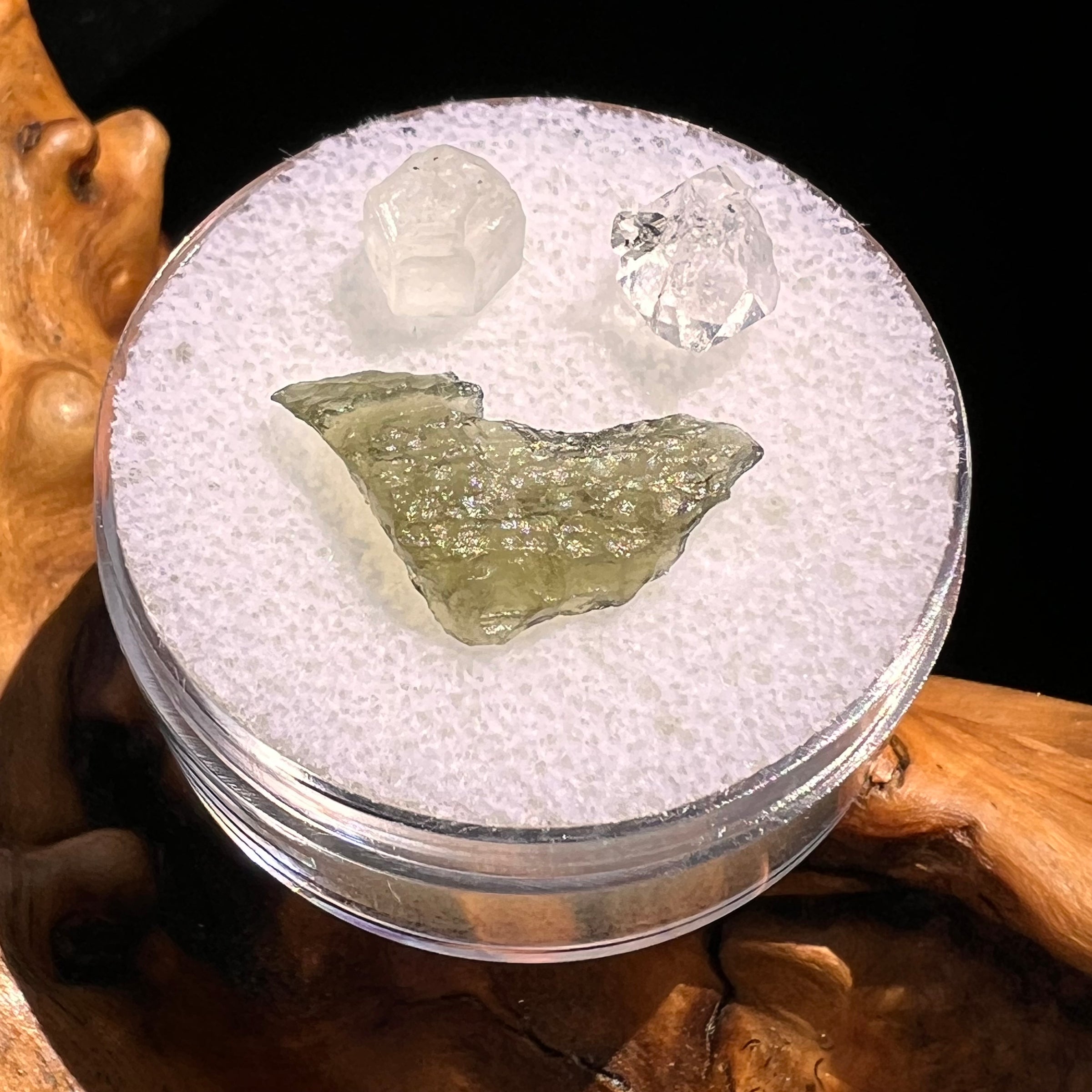Moldavite, Phenakite, & Herkimer Diamond #87-Moldavite Life