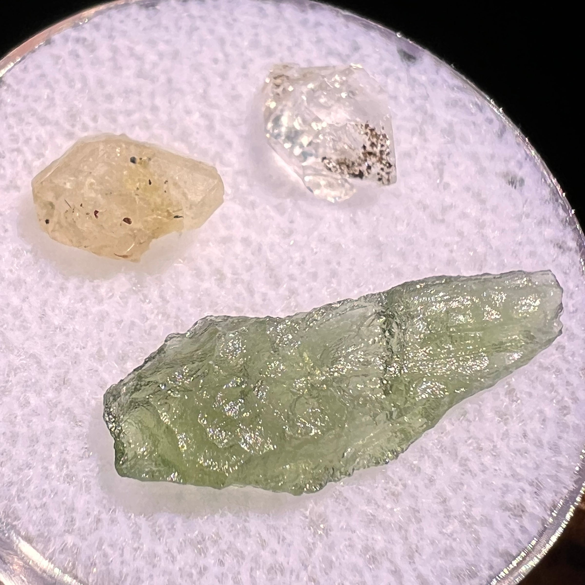 Moldavite, Phenakite, & Herkimer Diamond #88-Moldavite Life