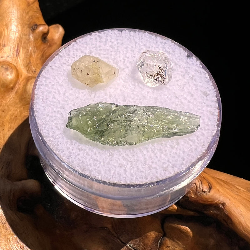 Moldavite, Phenakite, & Herkimer Diamond #88-Moldavite Life