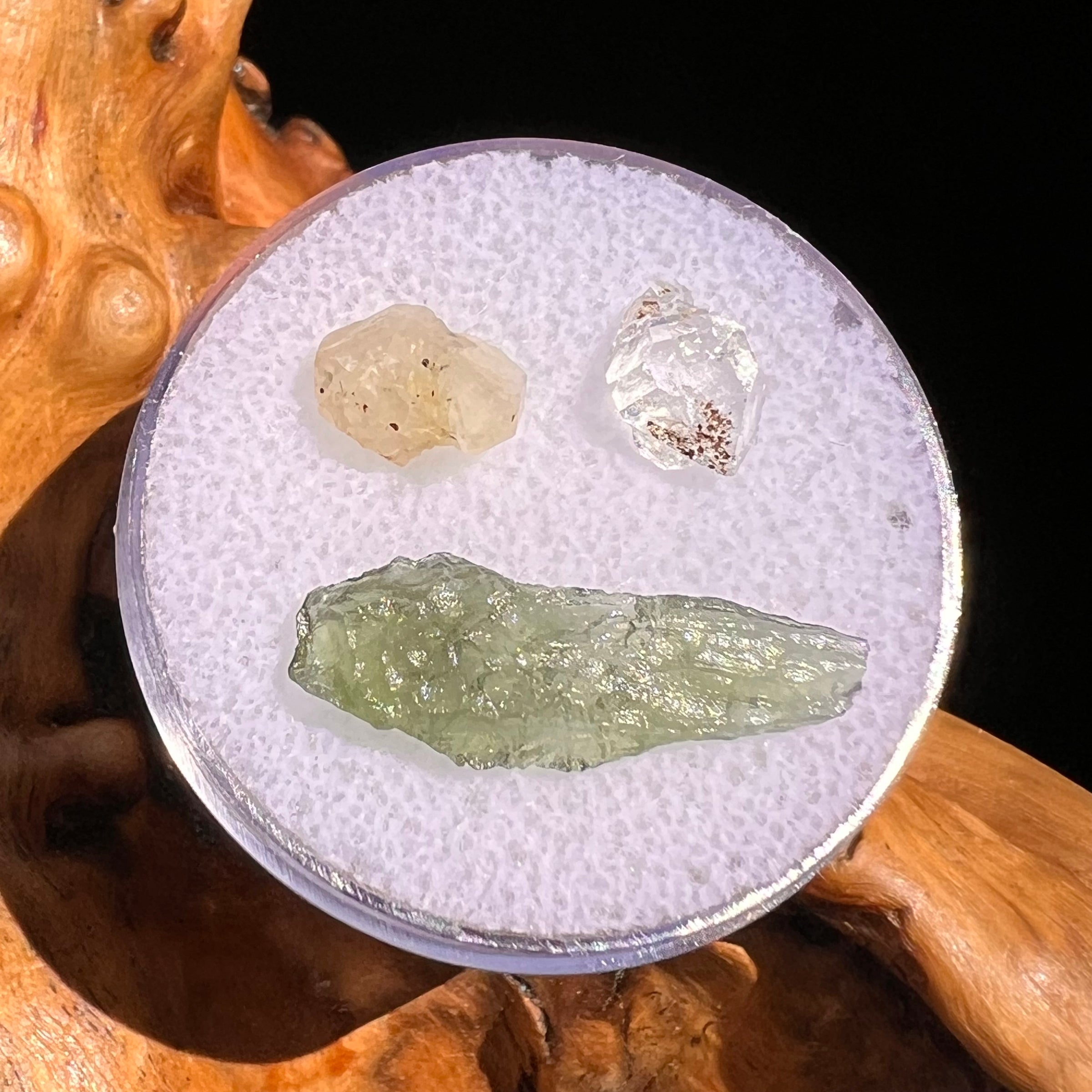 Moldavite, Phenakite, & Herkimer Diamond #88-Moldavite Life