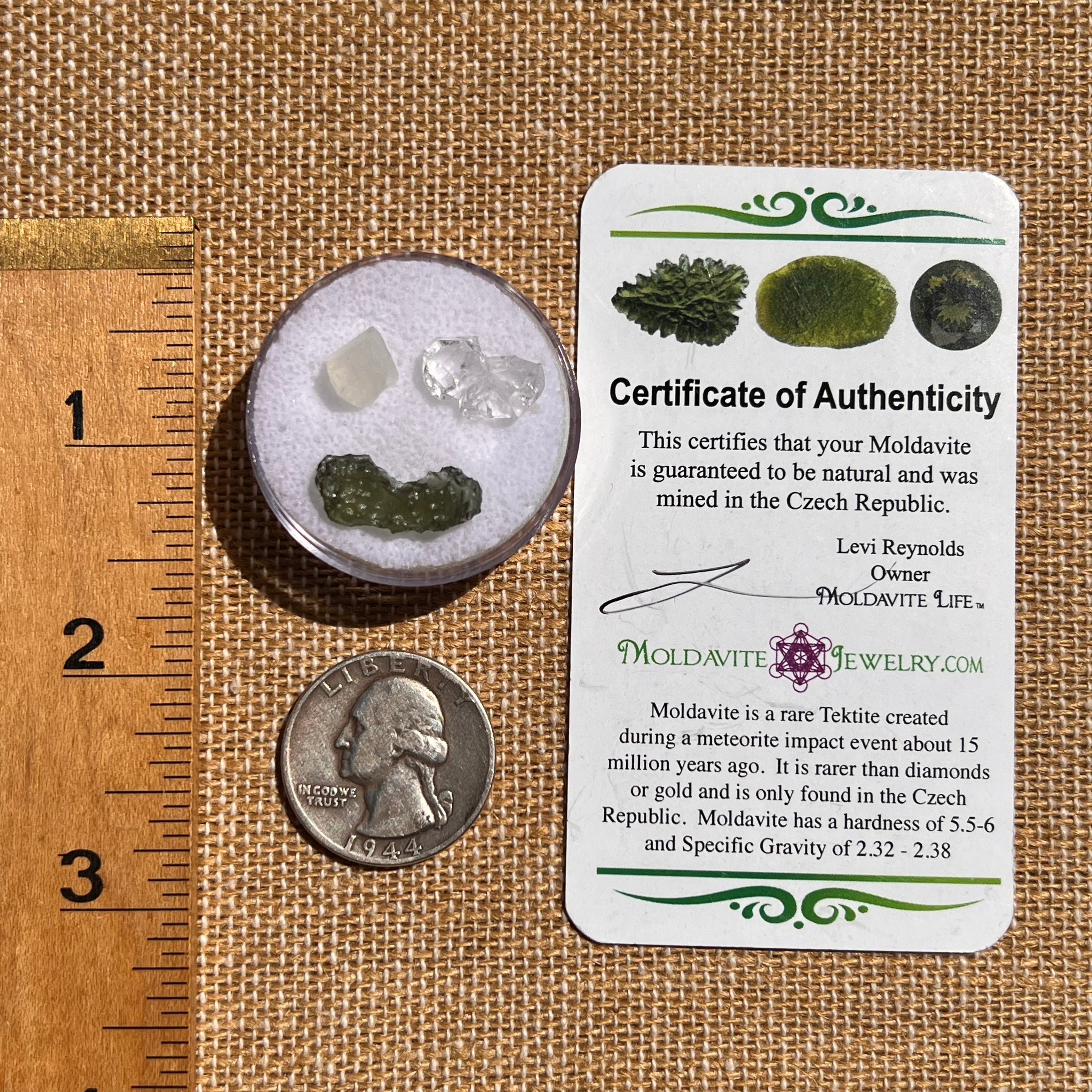 Moldavite, Phenakite, & Herkimer Diamond #89-Moldavite Life