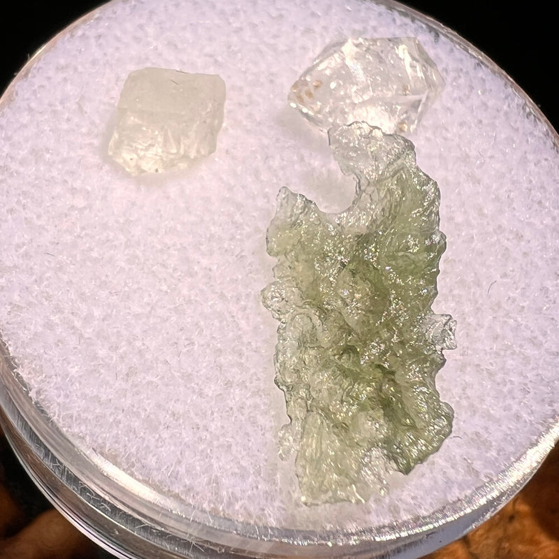 Moldavite, Phenakite, & Herkimer Diamond #90-Moldavite Life