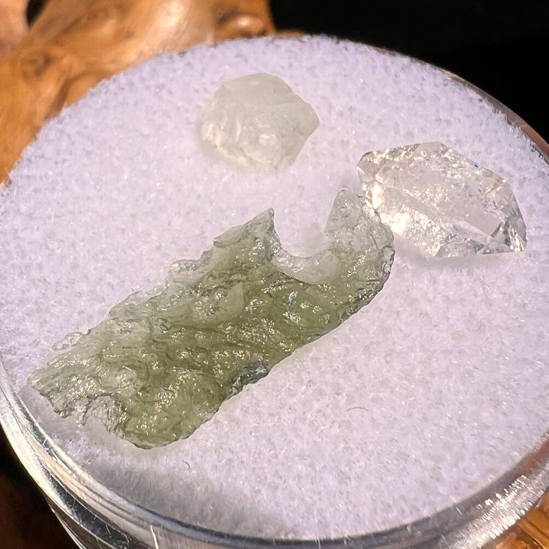 Moldavite, Phenakite, & Herkimer Diamond #90-Moldavite Life