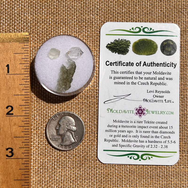 Moldavite, Phenakite, & Herkimer Diamond #90-Moldavite Life