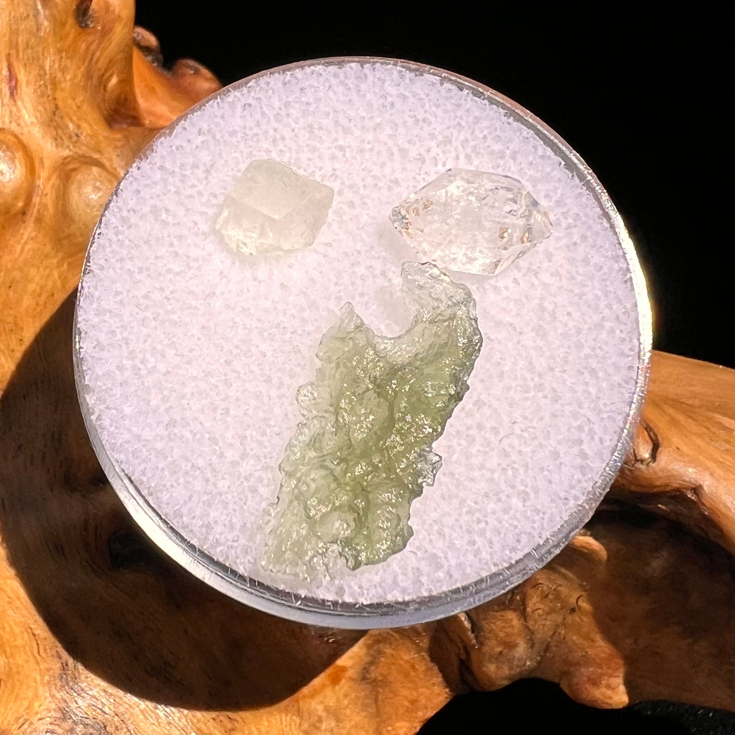 Moldavite, Phenakite, & Herkimer Diamond #90-Moldavite Life