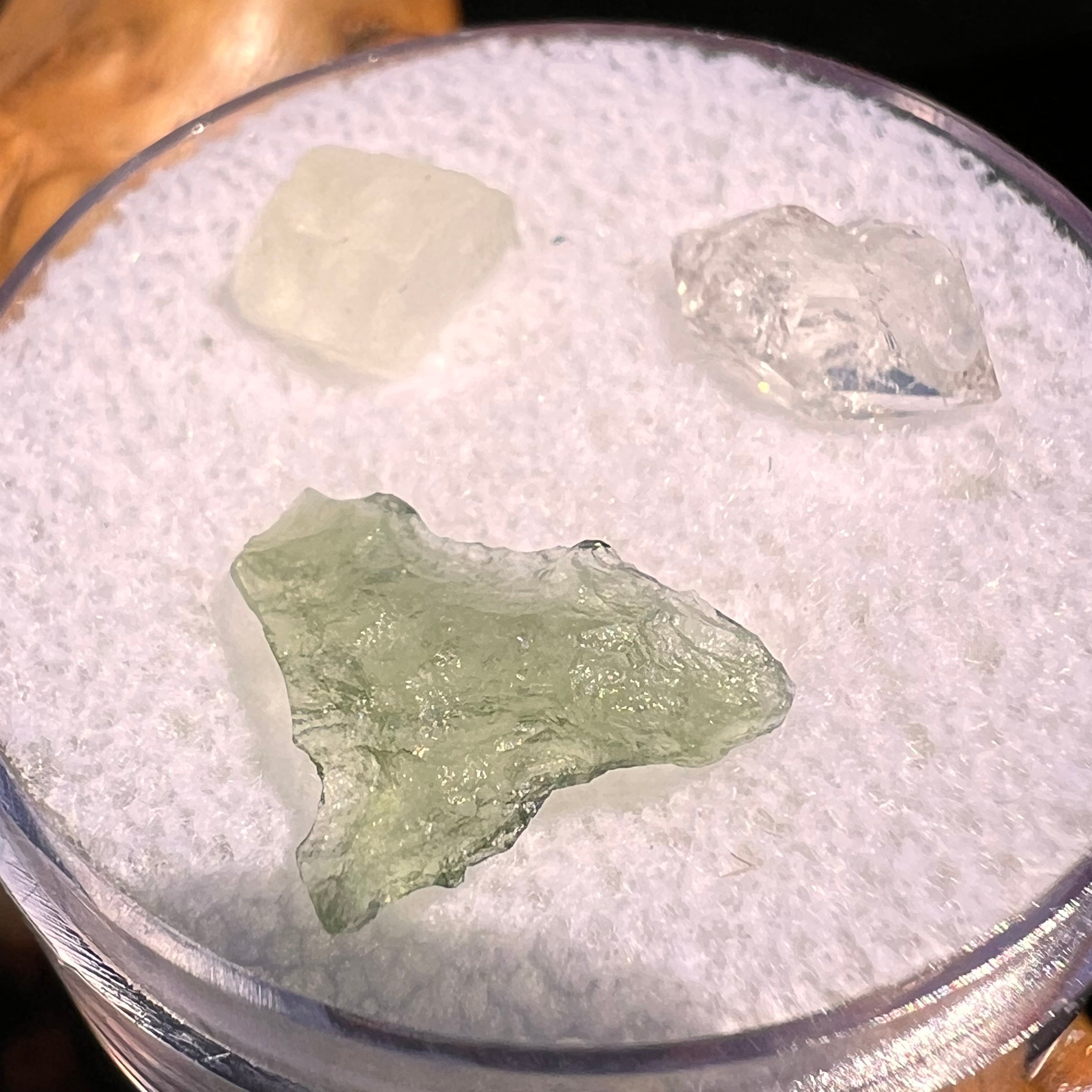 Moldavite, Phenakite, & Herkimer Diamond #91-Moldavite Life