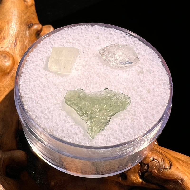 Moldavite, Phenakite, & Herkimer Diamond #91-Moldavite Life