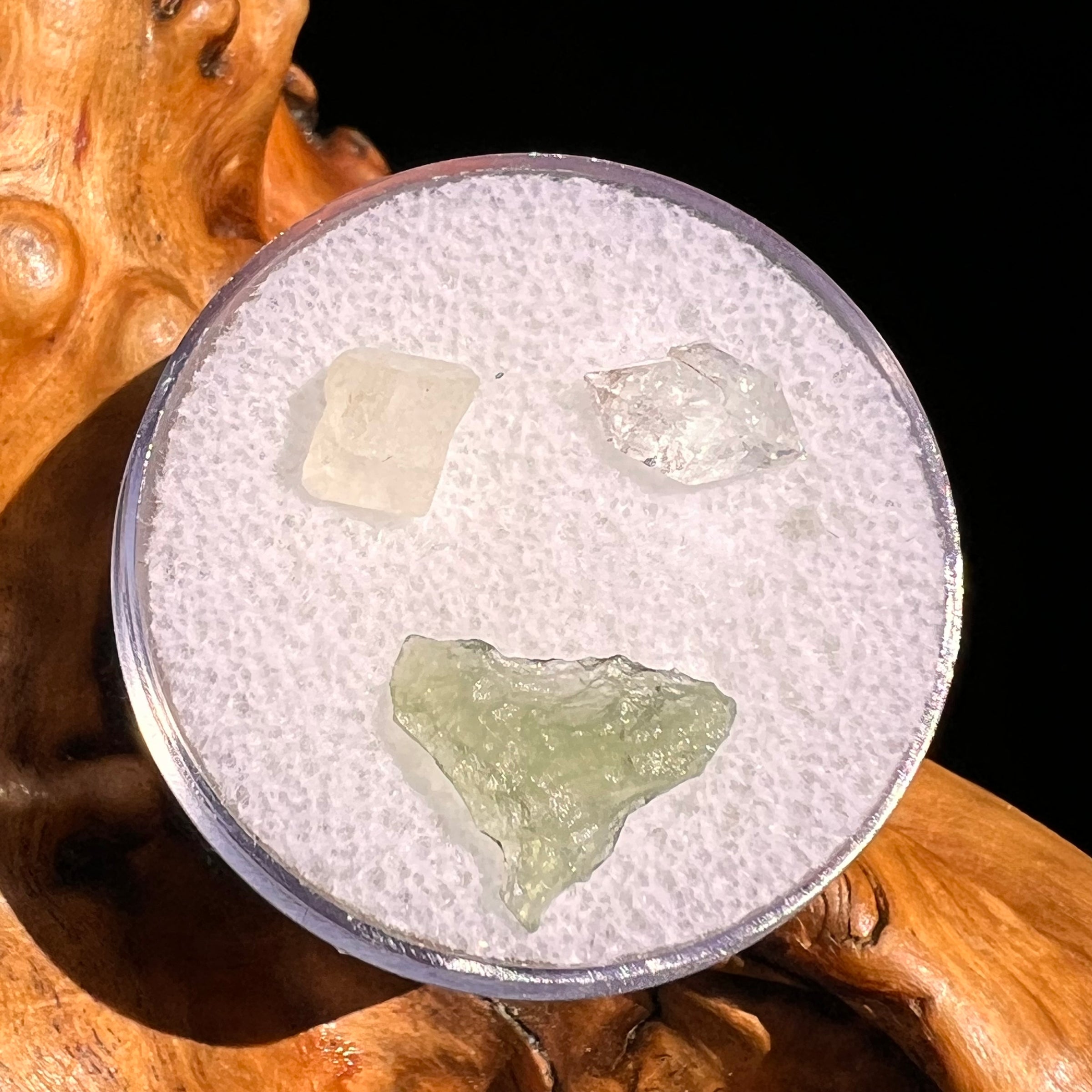 Moldavite, Phenakite, & Herkimer Diamond #91-Moldavite Life