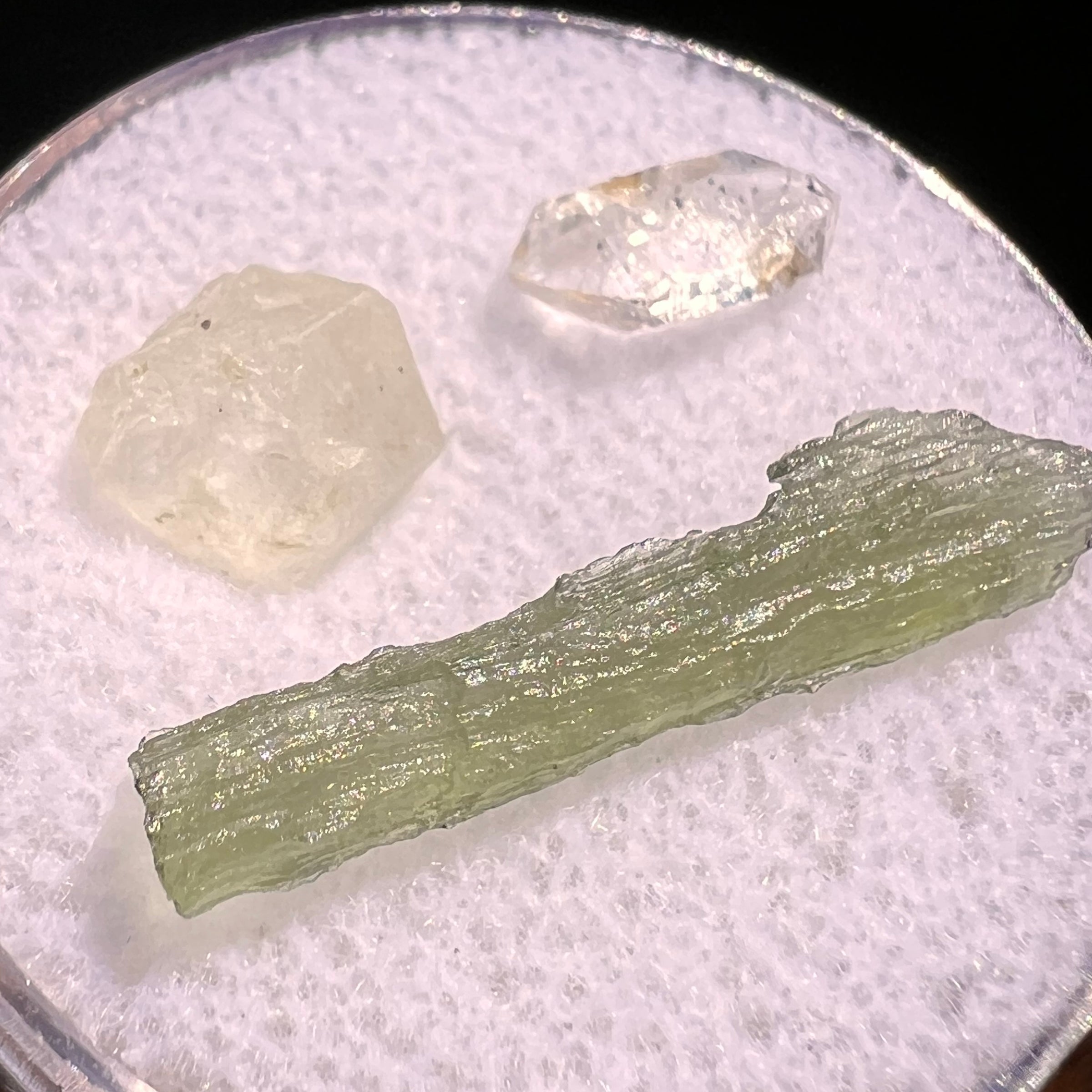 Moldavite, Phenakite, & Herkimer Diamond #92-Moldavite Life