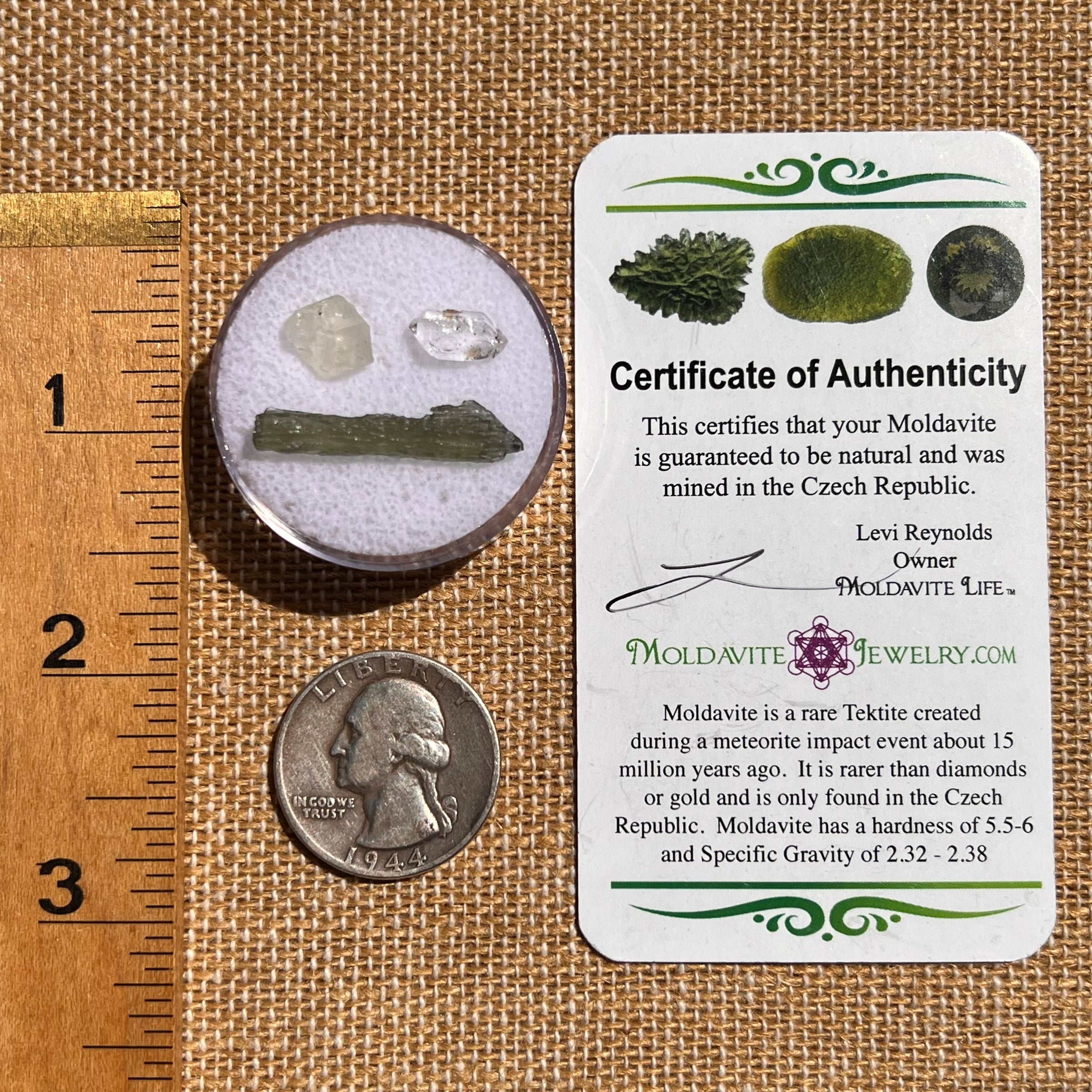 Moldavite, Phenakite, & Herkimer Diamond #92-Moldavite Life