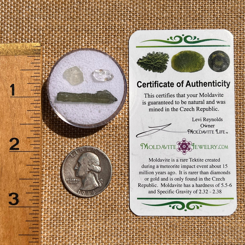 Moldavite, Phenakite, & Herkimer Diamond #92-Moldavite Life