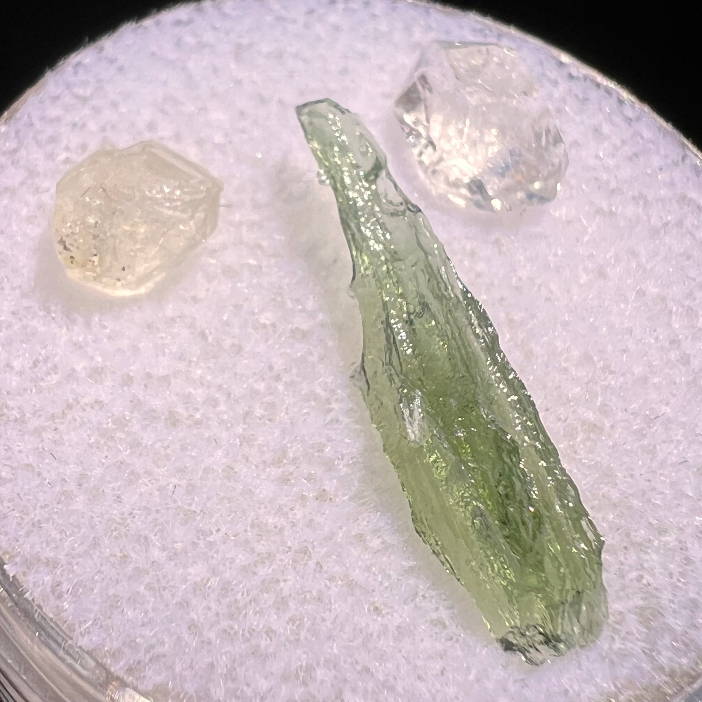 Moldavite, Phenakite, & Herkimer Diamond #93-Moldavite Life