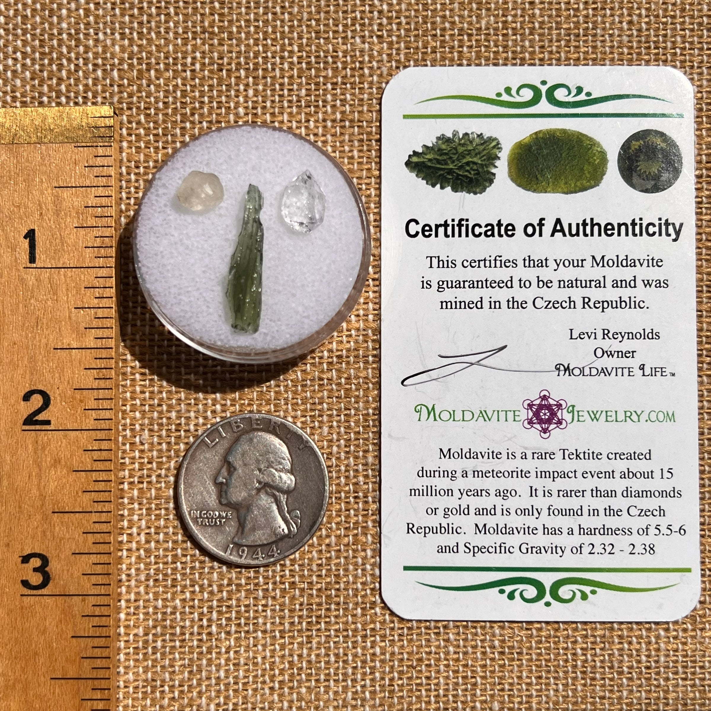 Moldavite, Phenakite, & Herkimer Diamond #93-Moldavite Life
