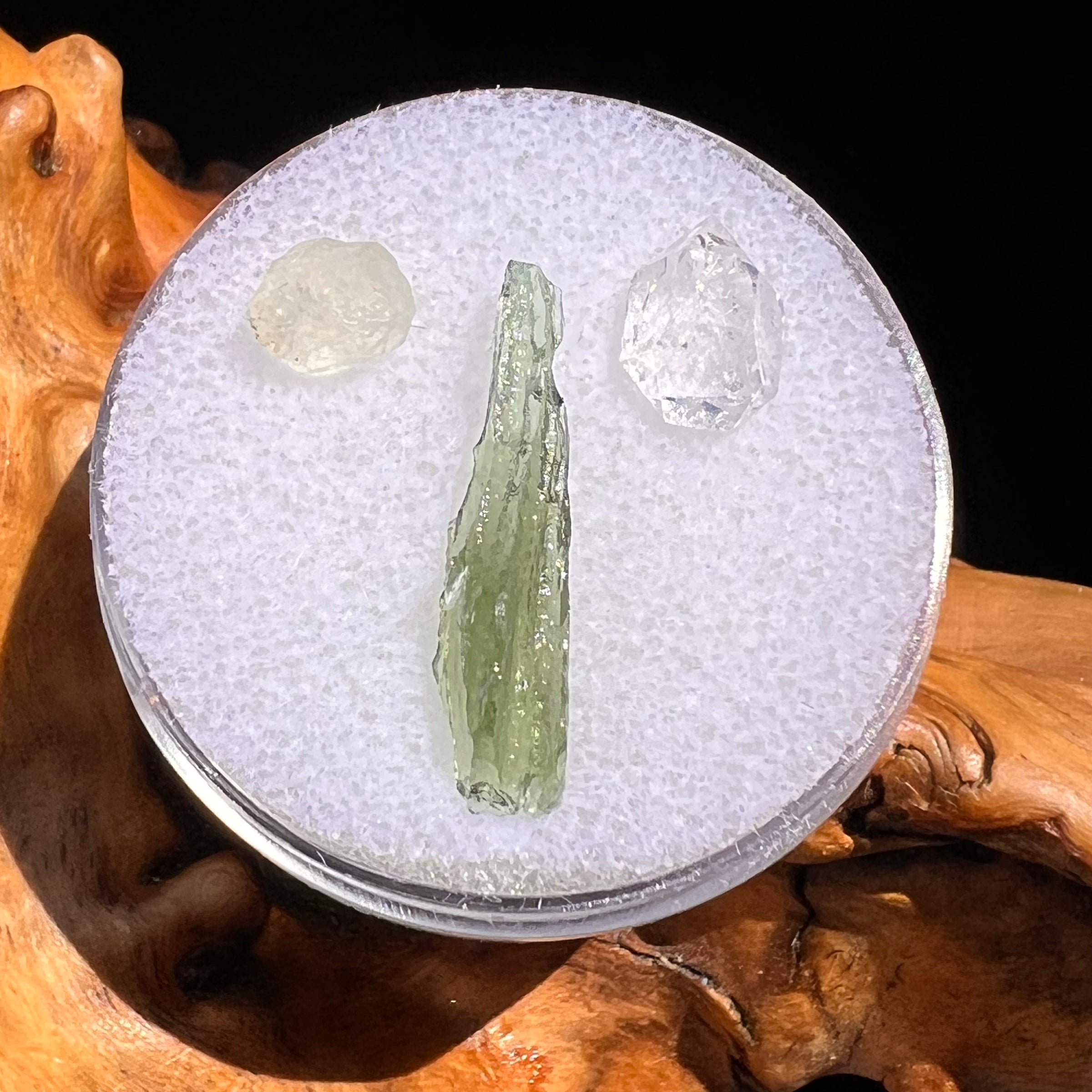 Moldavite, Phenakite, & Herkimer Diamond #93-Moldavite Life