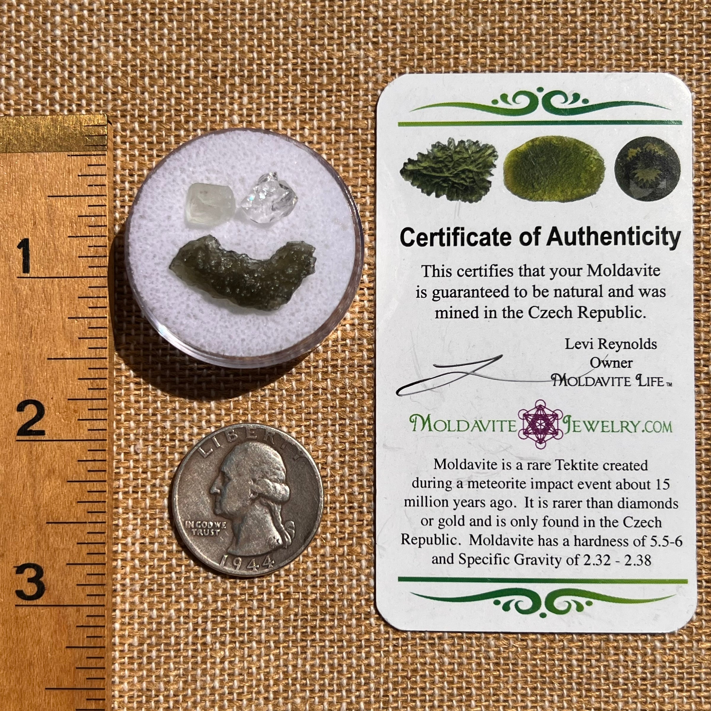Moldavite, Phenakite, & Herkimer Diamond #95-Moldavite Life