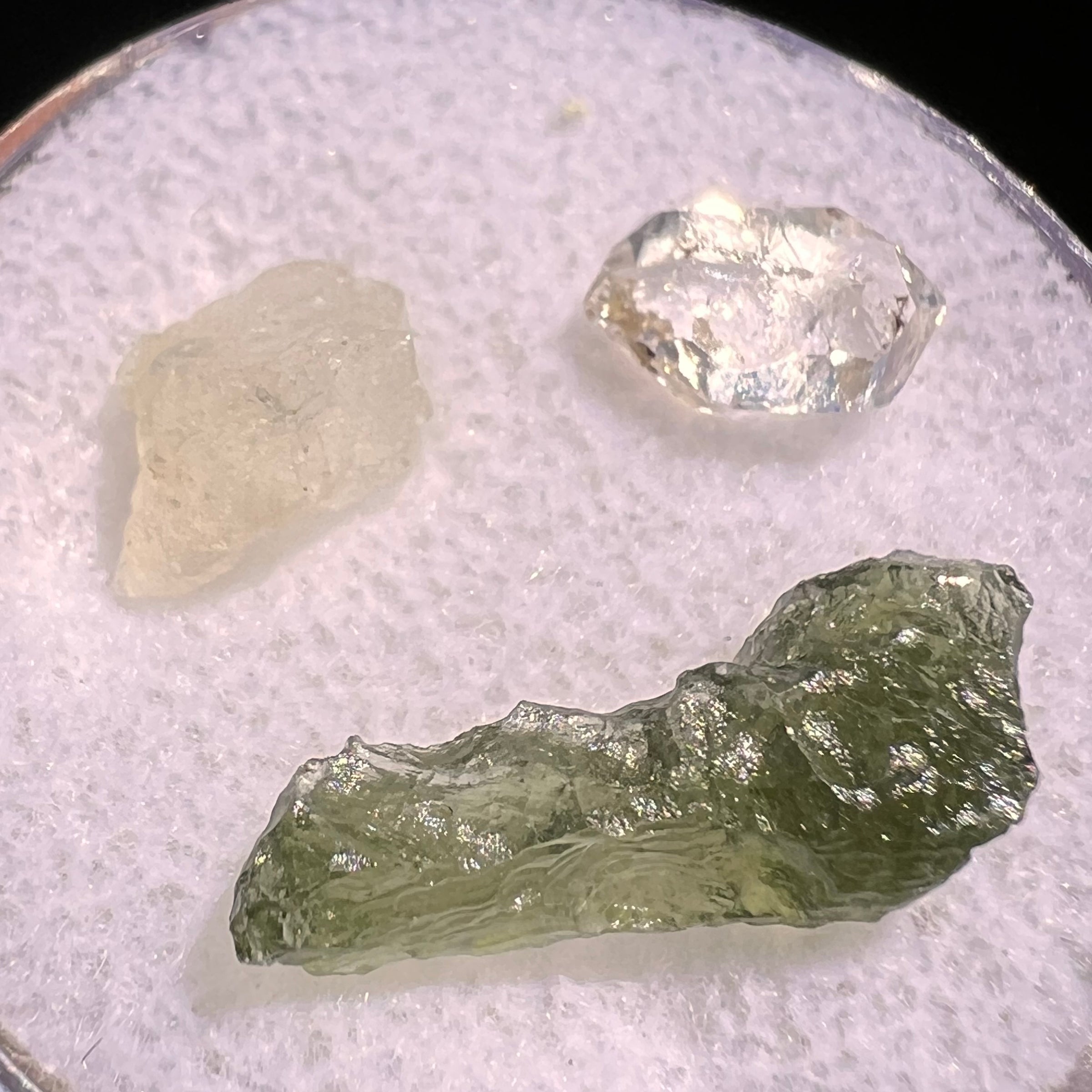 Moldavite, Phenakite, & Herkimer Diamond #96-Moldavite Life