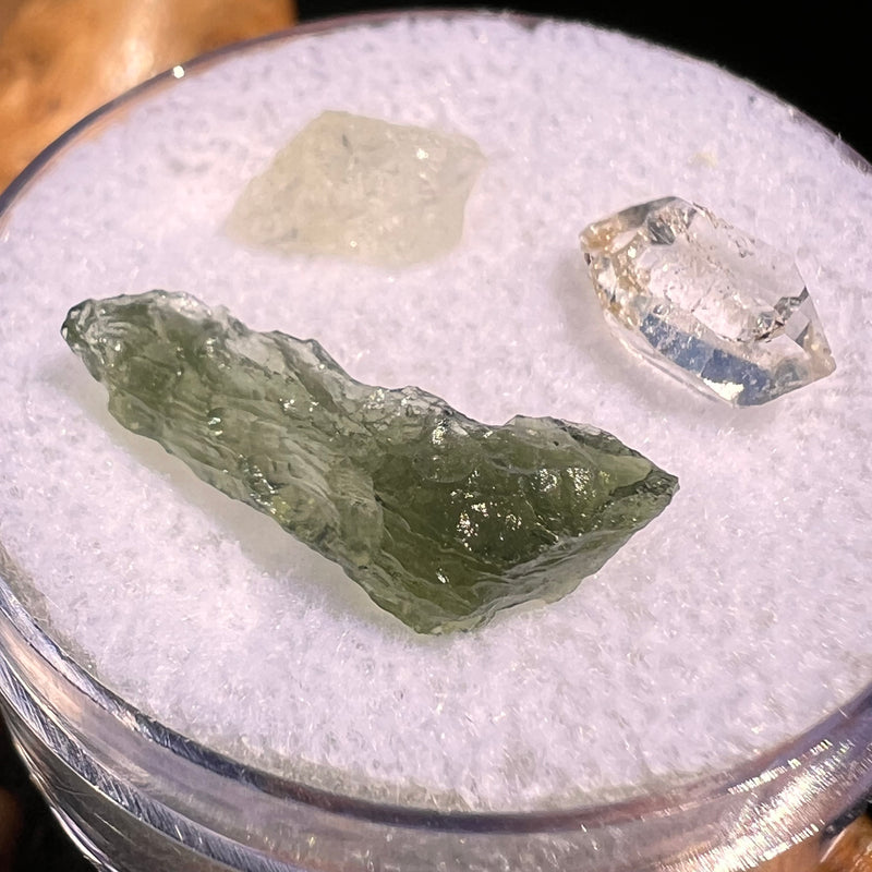 Moldavite, Phenakite, & Herkimer Diamond #96-Moldavite Life