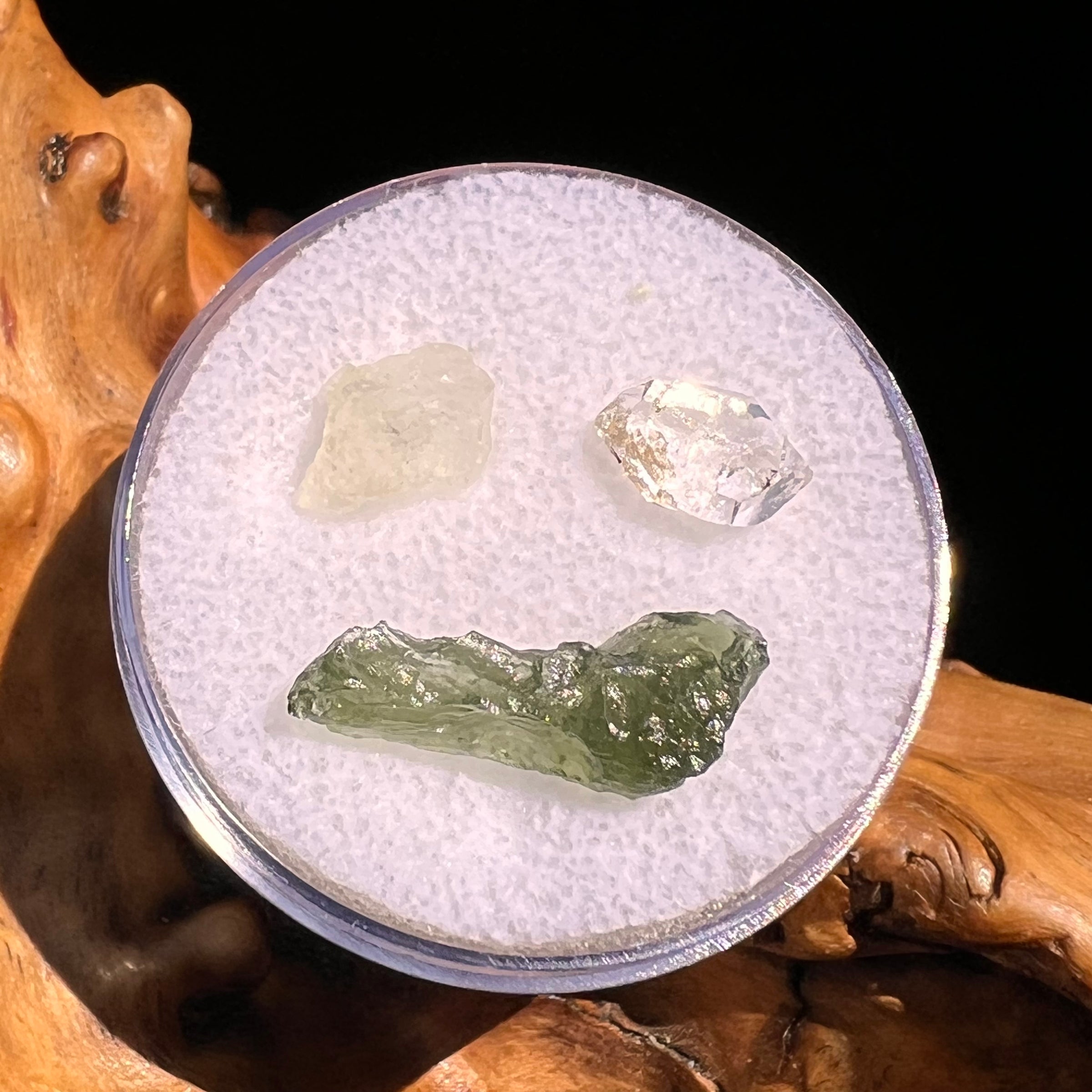 Moldavite, Phenakite, & Herkimer Diamond #96-Moldavite Life