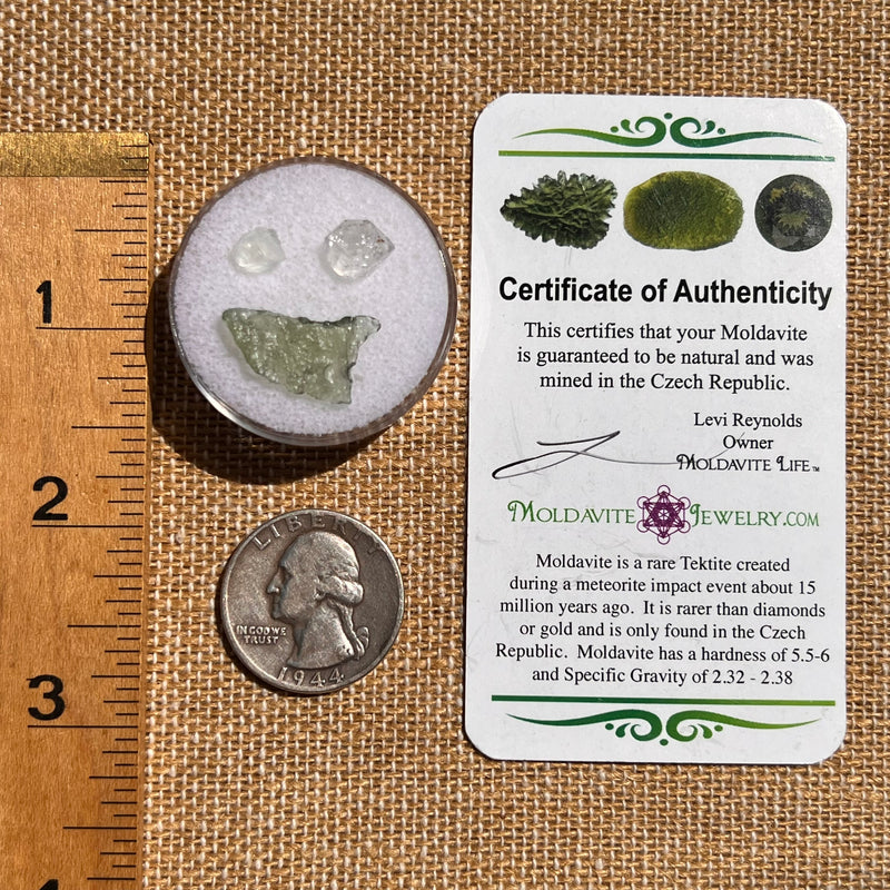 Moldavite, Phenakite, & Herkimer Diamond #97-Moldavite Life