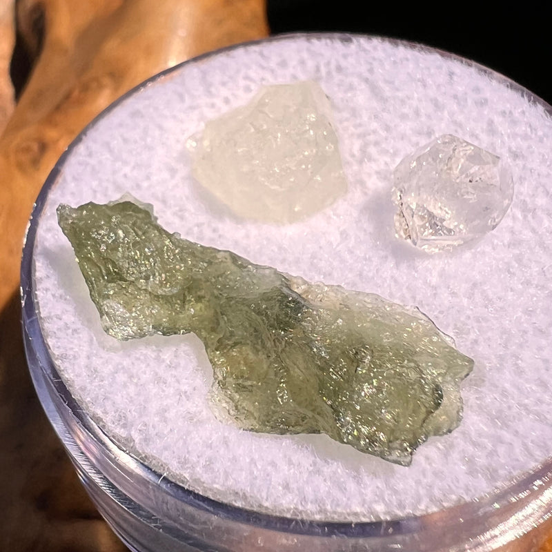 Moldavite, Phenakite, & Herkimer Diamond #98-Moldavite Life