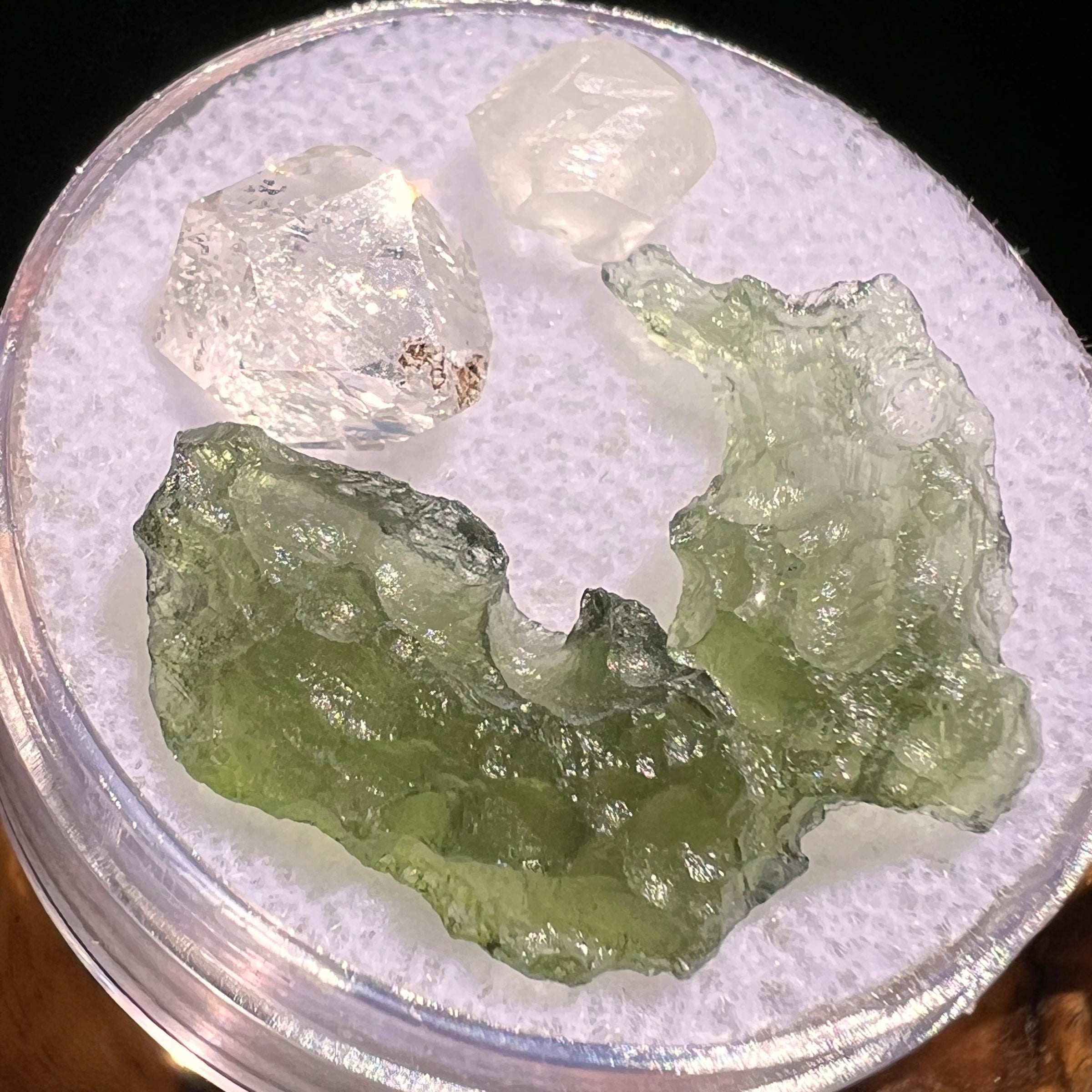 Moldavite, Phenakite, & Herkimer Diamond #99-Moldavite Life