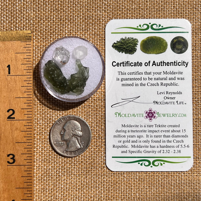Moldavite, Phenakite, & Herkimer Diamond #99-Moldavite Life