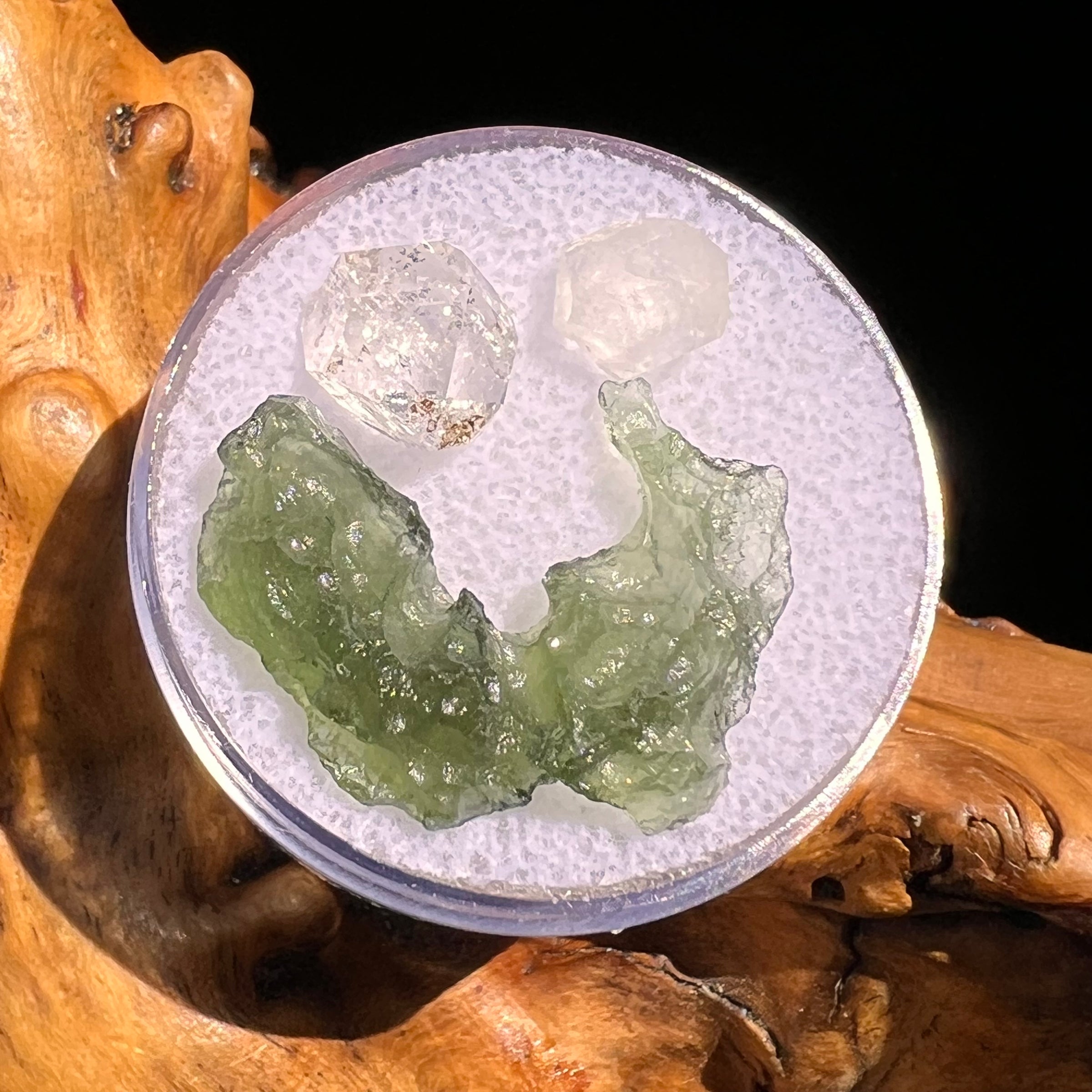 Moldavite, Phenakite, & Herkimer Diamond #99-Moldavite Life