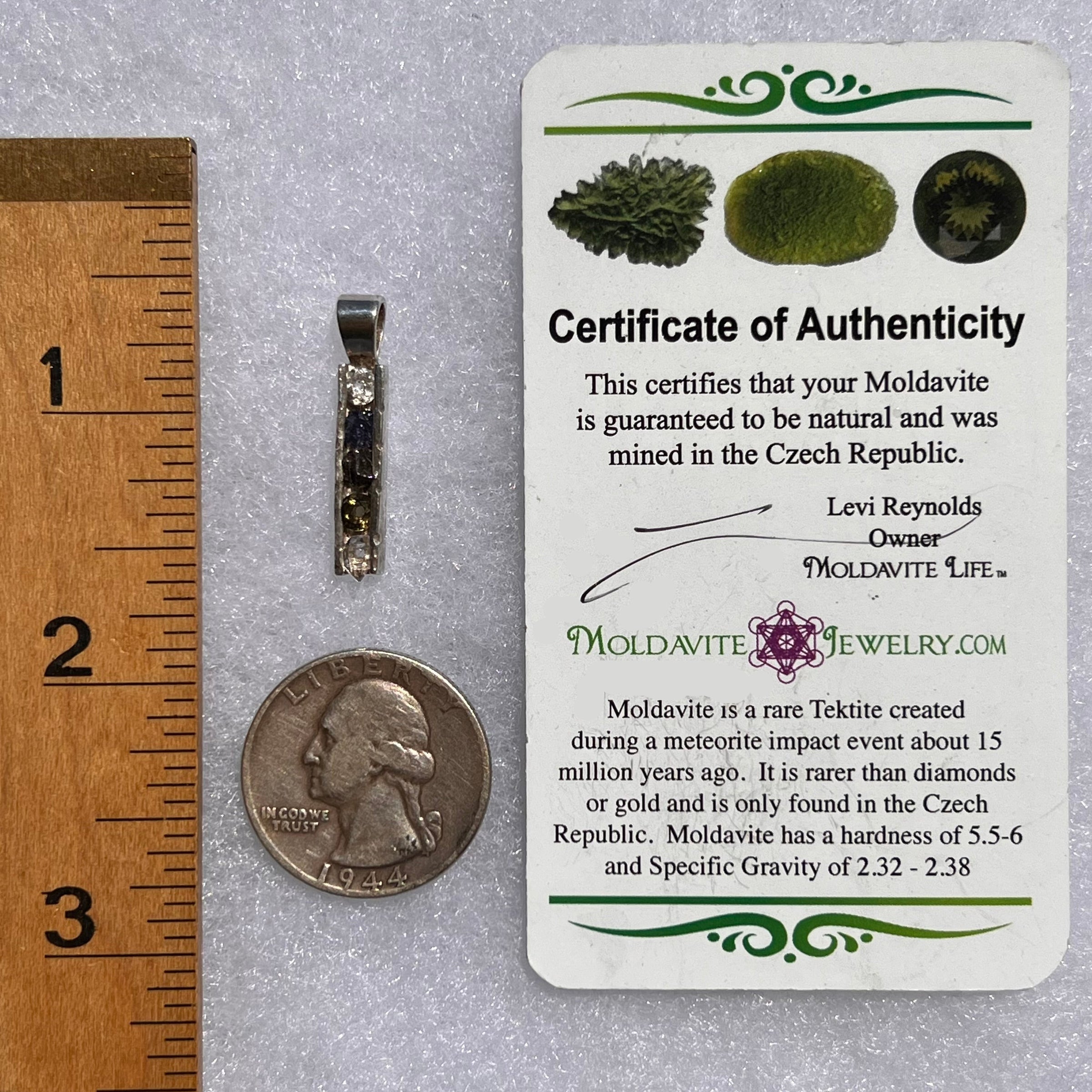 Moldavite Phenakite Meteorite Benitoite Herkimer Pendant Sterling #6771-Moldavite Life