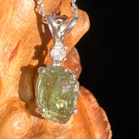Moldavite & Phenakite Necklace Sterling #7259-Moldavite Life