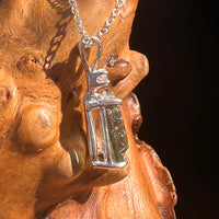 Moldavite & Phenakite Necklace Sterling #7639-Moldavite Life