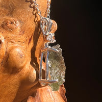Moldavite & Phenakite Necklace Sterling #7640-Moldavite Life