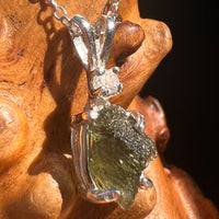 Moldavite & Phenakite Necklace Sterling #7641-Moldavite Life