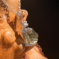 Moldavite & Phenakite Necklace Sterling #7641-Moldavite Life
