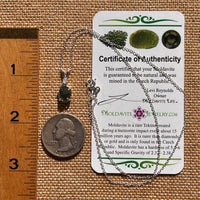 Moldavite & Phenakite Necklace Sterling #7641-Moldavite Life