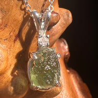 Moldavite & Phenakite Necklace Sterling #7642-Moldavite Life