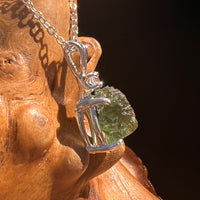 Moldavite & Phenakite Necklace Sterling #7642-Moldavite Life