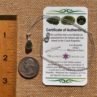 Moldavite & Phenakite Necklace Sterling #7642-Moldavite Life