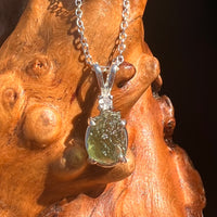 Moldavite & Phenakite Necklace Sterling #7642-Moldavite Life