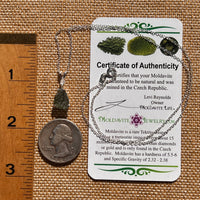 Moldavite & Phenakite Necklace Sterling #7643-Moldavite Life