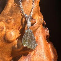 Moldavite & Phenakite Necklace Sterling #7643-Moldavite Life