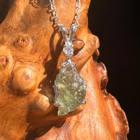 Moldavite & Phenakite Necklace Sterling #7644-Moldavite Life