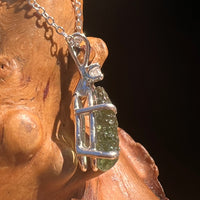 Moldavite & Phenakite Necklace Sterling #7645-Moldavite Life