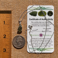 Moldavite & Phenakite Necklace Sterling #7645-Moldavite Life