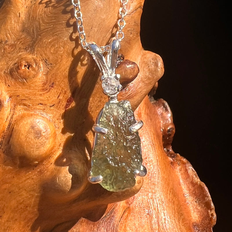 Moldavite & Phenakite Necklace Sterling #7645-Moldavite Life