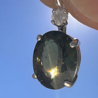 Moldavite & Phenakite Necklace Sterling #7701-Moldavite Life